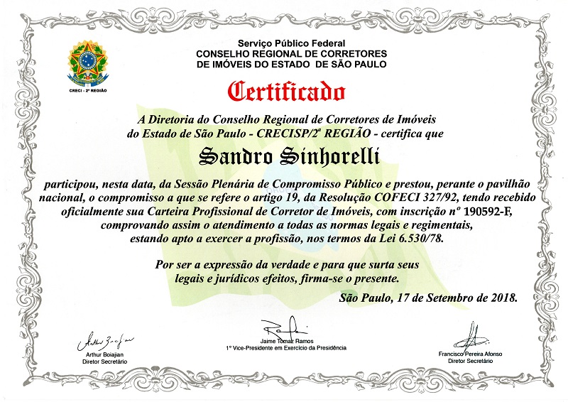 Corretor de Imóveis - Certificado